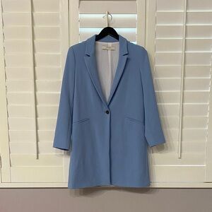 Zara Basic Outwear: Baby Blue Long Coat. Size S.